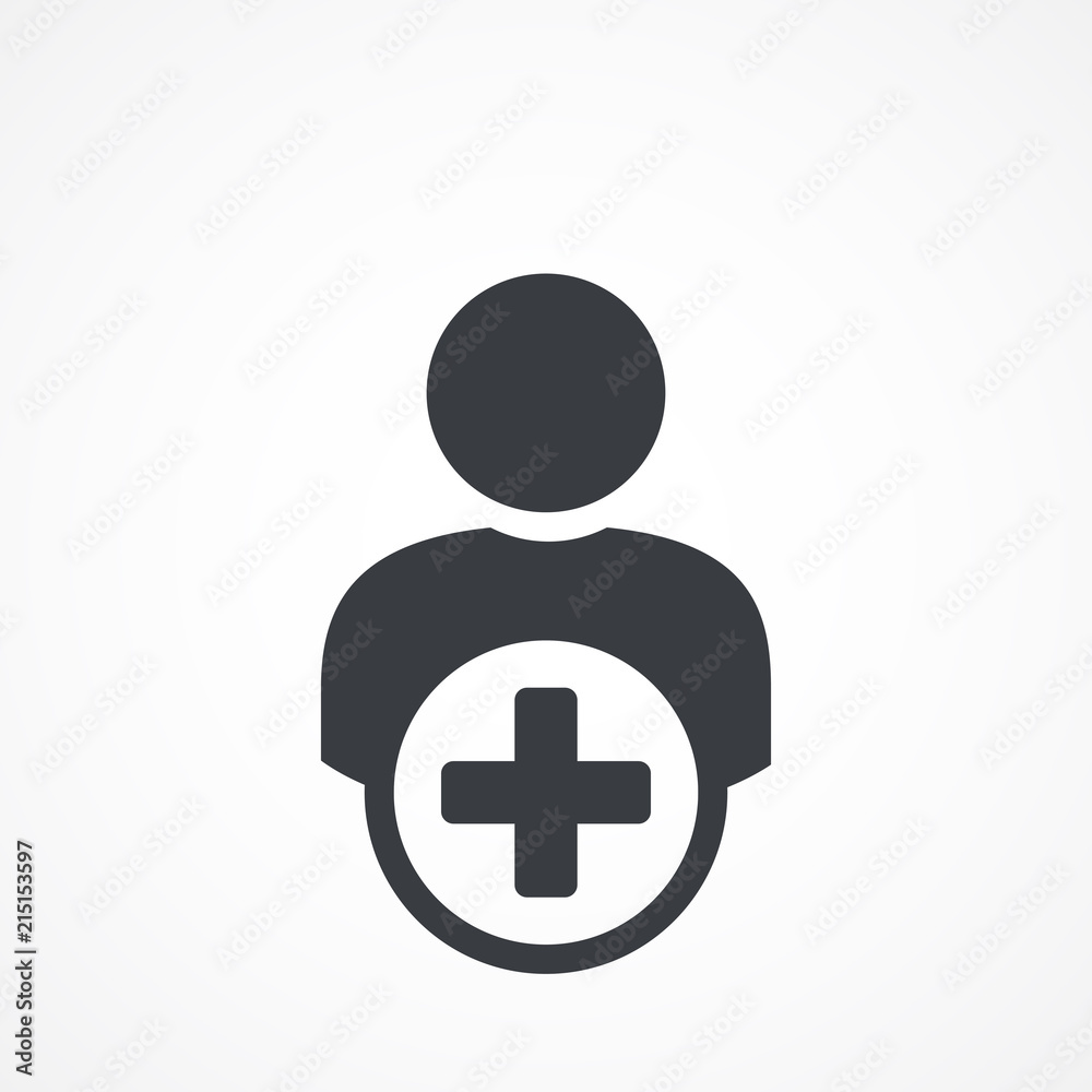 Flat icon of add friend. User profile sign web icon with plus glyph. illustration design element Flat icon of add friend. User profile sign web icon with plus glyph. illustration design element
