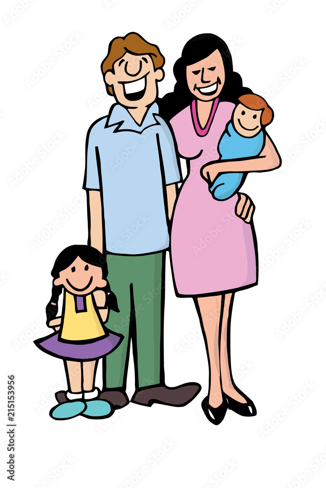 Familia con ni a y beb Stock Vector Adobe Stock