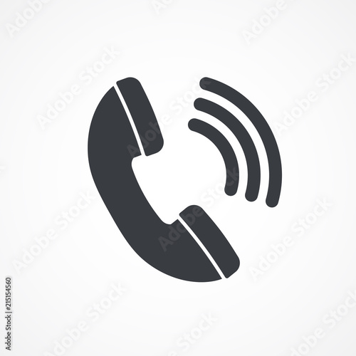 Phone icon isolated illustration. Telephone design symbol. Trendy web flat call icon. Bright background. Black icon. Mobile communication concept sign