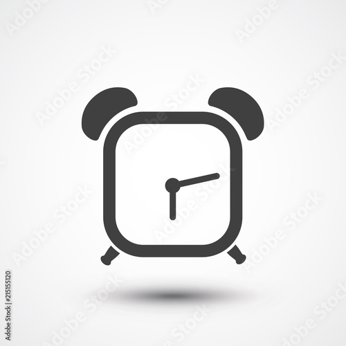 Alarm clock icon. Alarm-clock isolated. Wake-up reminder sign. Buzzer clip art. Tattler web icon . Alarm device silhouette. Table clock illustration. Mechanical clock