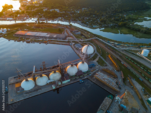 5650651 Gas storage terminal in the sea port. Baltic sea, Daugava river. photo