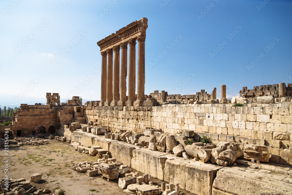 The columns of the Jupiter Tempel of Baalbek, Lebanon