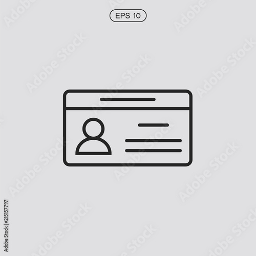 Car driver, driving license, id card thin line icon
