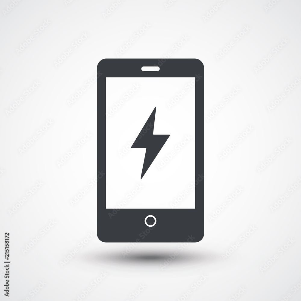Smartphone power charge icon. Cellphone lightning bolt sign. Mobile thunderbolt symbol Smartphone power charge icon. Cellphone lightning bolt sign. Mobile thunderbolt symbol