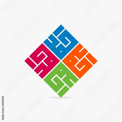 Allah muhammad kufi arabic calligraphy vector design