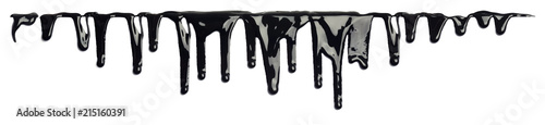 Fotografija Black ink paint dripping isolated on white