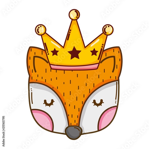 Картината върху платно cute fox head with luxury crown
