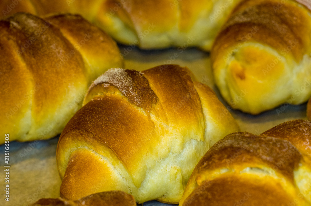 Homemade croissants with sweet filling Homemade croissants with sweet filling