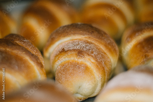 Homemade croissants with sweet filling photo