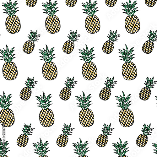 doodle delicious pineapple organic fruit background