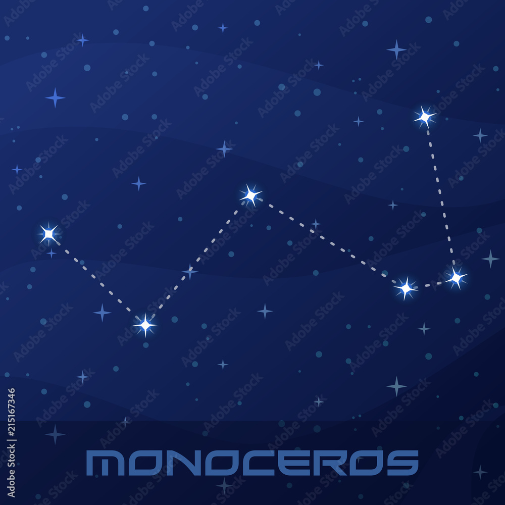 Fototapeta premium Constellation Monoceros, Unicorn, night star sky