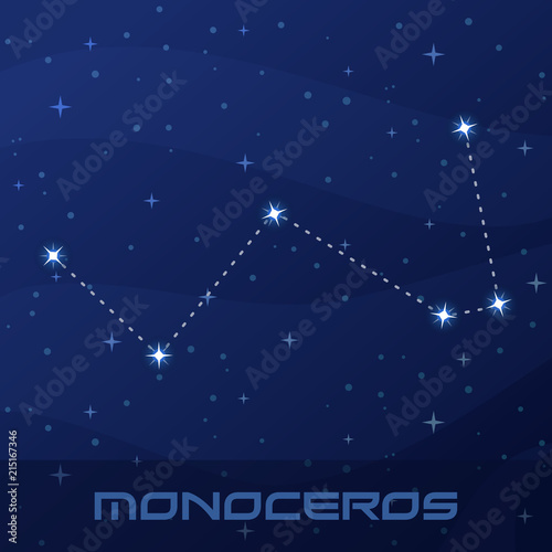 Constellation Monoceros, Unicorn, night star sky