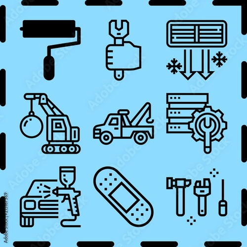 Simple 9 icon set of repair related [iconsRandom:4] vector icons. Collection Illustration