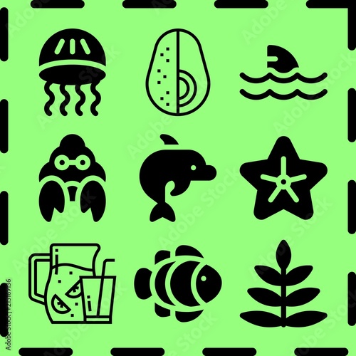 Simple 9 icon set of tropical related  iconsRandom 4  vector icons. Collection Illustration