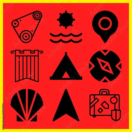 Simple 9 icon set of travel related [iconsRandom:4] vector icons. Collection Illustration