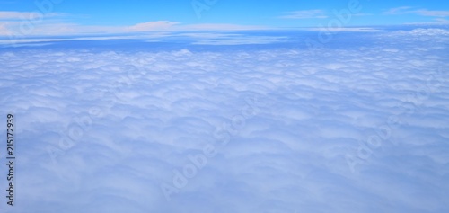 Beautiful blue sky and white cloud view from the plane