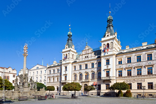 Quadro su tela Renaissance town hall and Marian column, Pardubice, East Bohemia, Czech republic