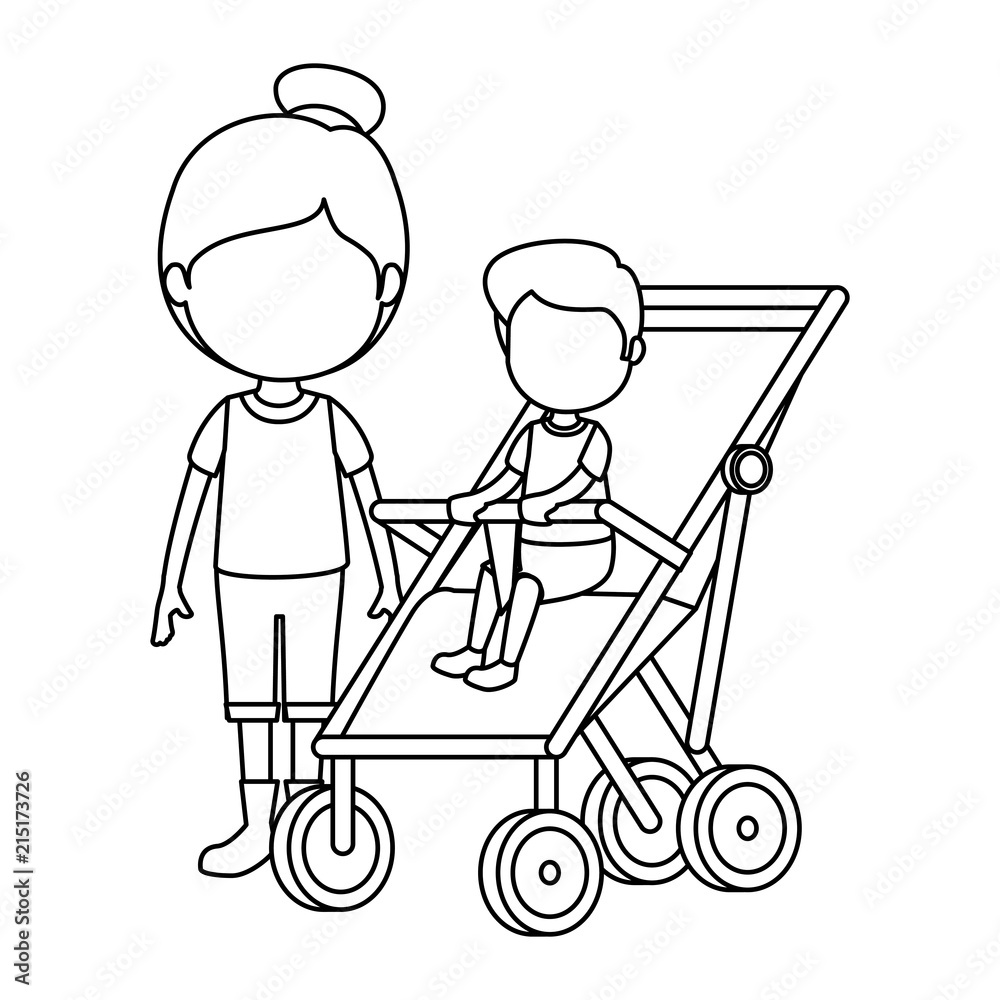 baby boy in cart with sister baby boy in cart with sister