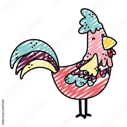 doodle cute hen farm animal icon