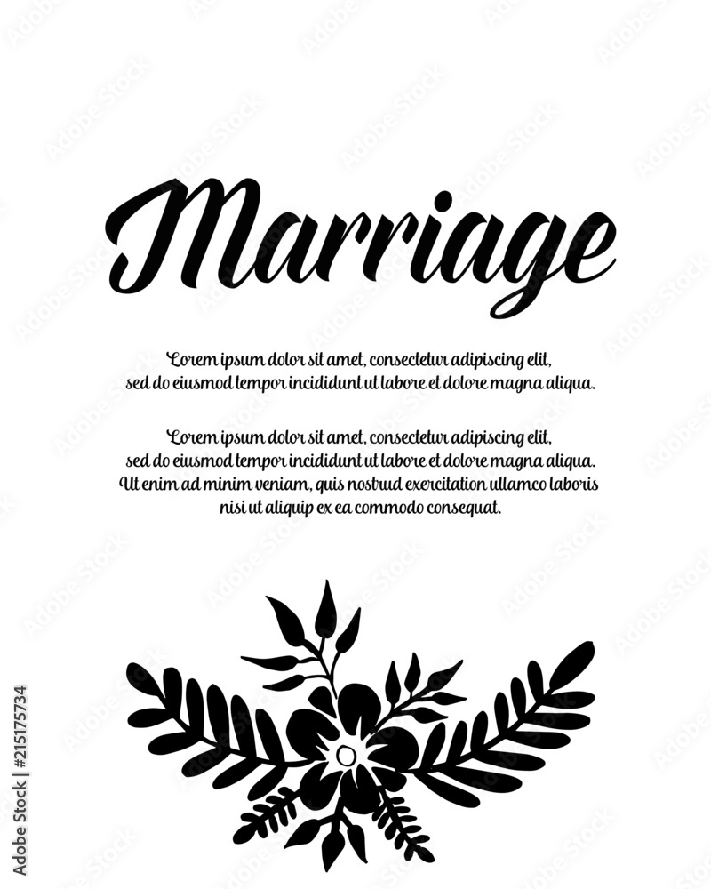 Obraz premium Marriage invitation card. Wedding card template with blooming vector illustration