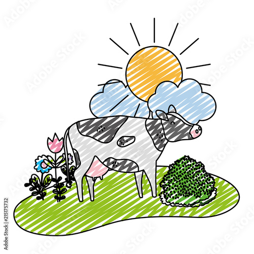 doodle nice cow animal walking farm
