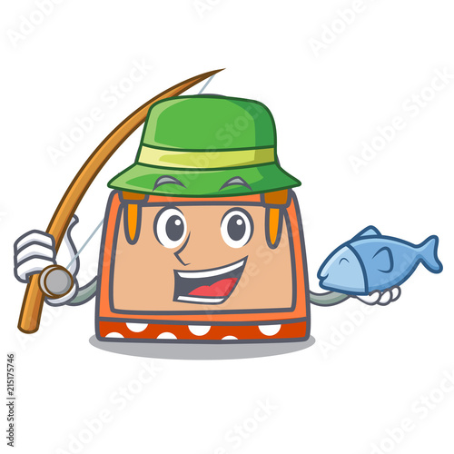 Fishing hand bag mascot cartoon