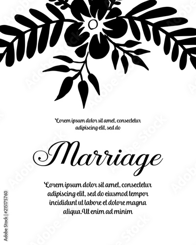 Marriage invitation card. Wedding card template with blooming vector illustration