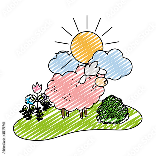 doodle nice sheep animal walking farm