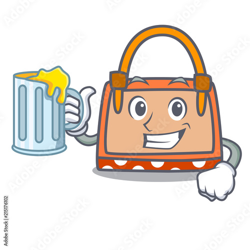 With juice hand bag mascot cartoon