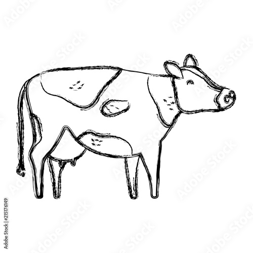 grunge cute cow farm animal icon