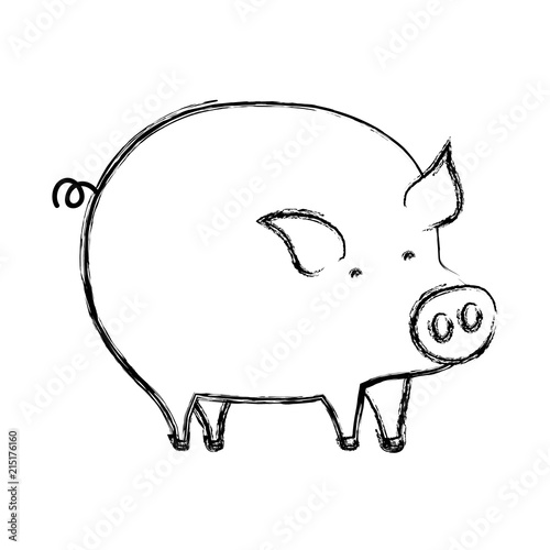 grunge cute pig farm animal icon