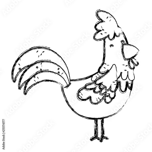 grunge cute hen farm animal icon