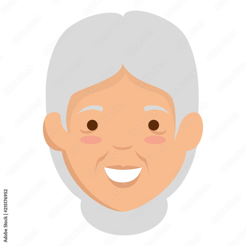 cute grandmother head avatar character