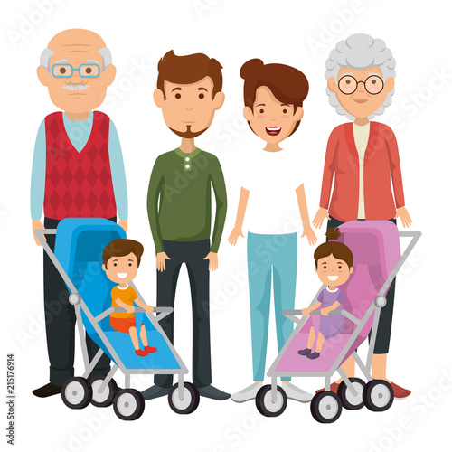 group of cute family members characters