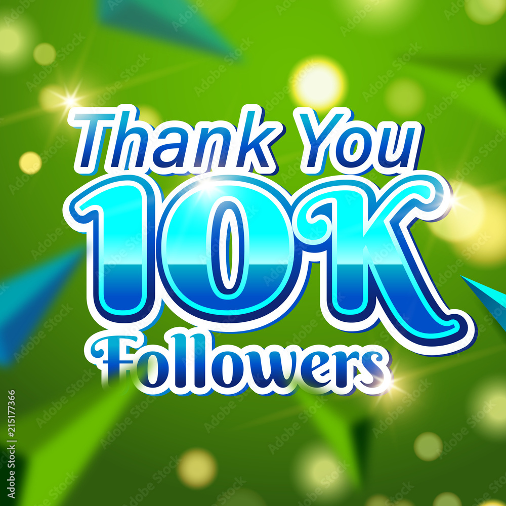 10k followers card banner template for celebrating many followers in online social media networks