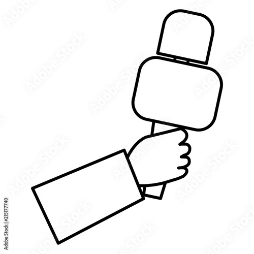 hand reporter with microphone