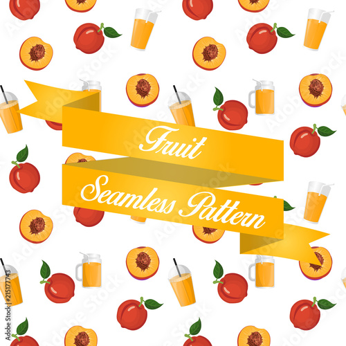 Nectarine Fruit Juice Seamless Pattern Background