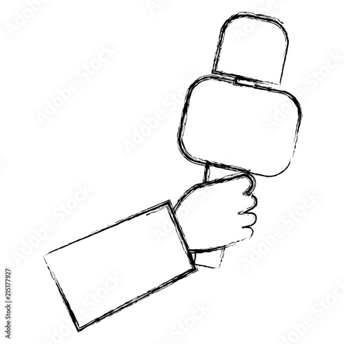 hand reporter with microphone