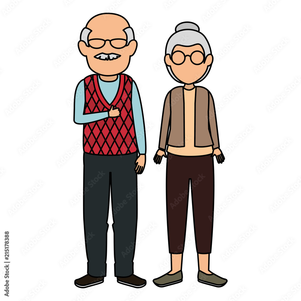 cute grandparents couple avatars characters