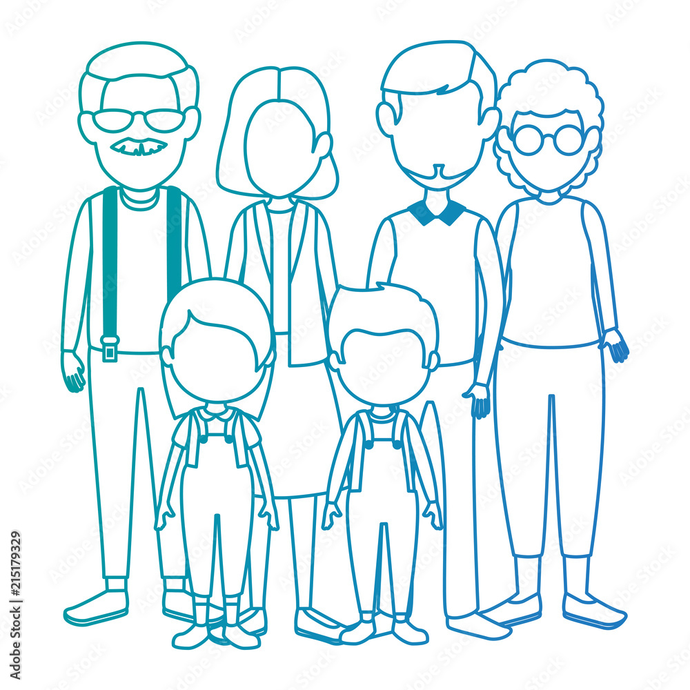 group of cute family members characters