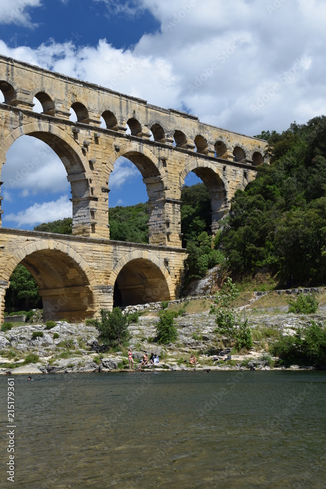 The magnificent Roman aqueduct of Pont Du Gard near Nimes in Provence