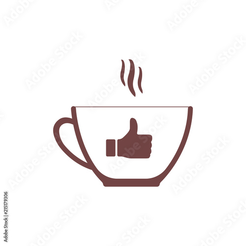 BROWN coffee CUP ICON WITH like SYMBOL, kaffeetasse icon, ICONA TAZZA CAFFE CON MI PIACE