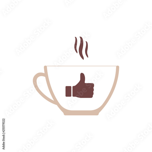 BROWN coffee CUP ICON WITH like SYMBOL, kaffeetasse icon, ICONA TAZZA CAFFE CON MI PIACE