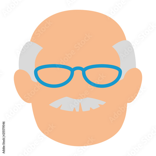 cute grandfather head avatar character