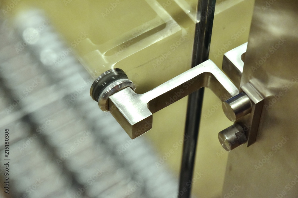 Metal mount with fasteners elements for glass walls. Metal mount with fasteners elements for glass walls.