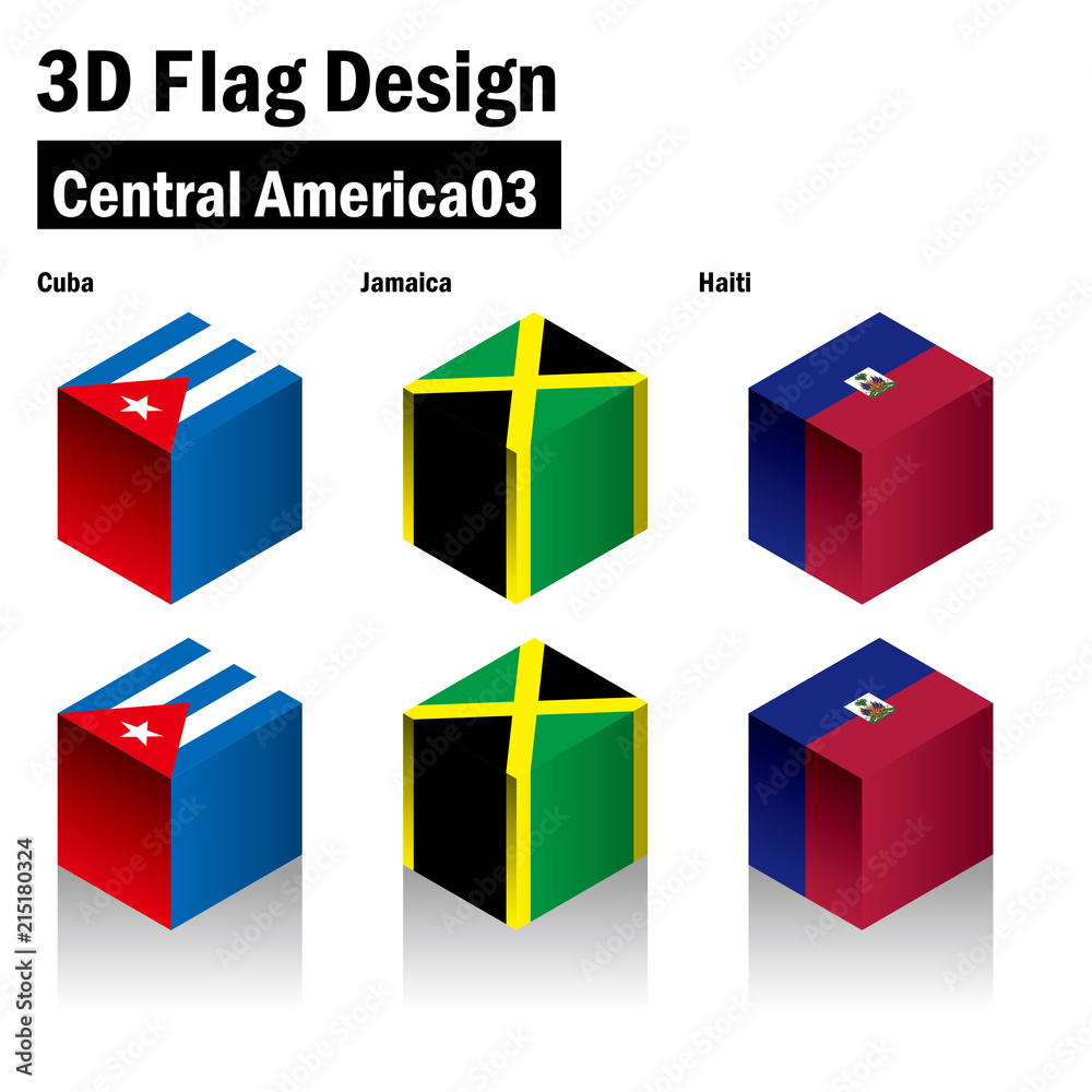 立体的な国旗のイラスト キューバ ハイチ ジャマイカの国旗 3dフラッグ 国旗セット Stock ベクター Adobe Stock
