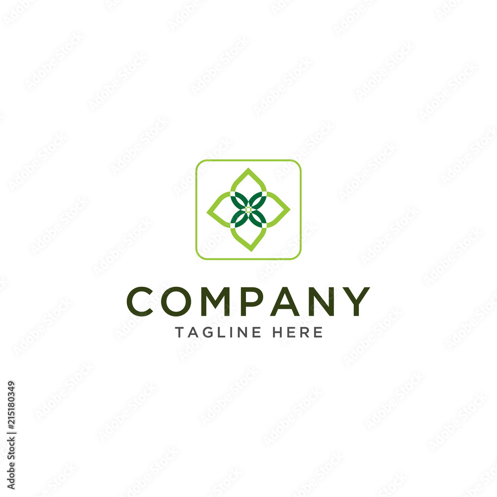 Fototapeta premium Logo Leaf green Illustration Vector Logo Abstract Green flowers