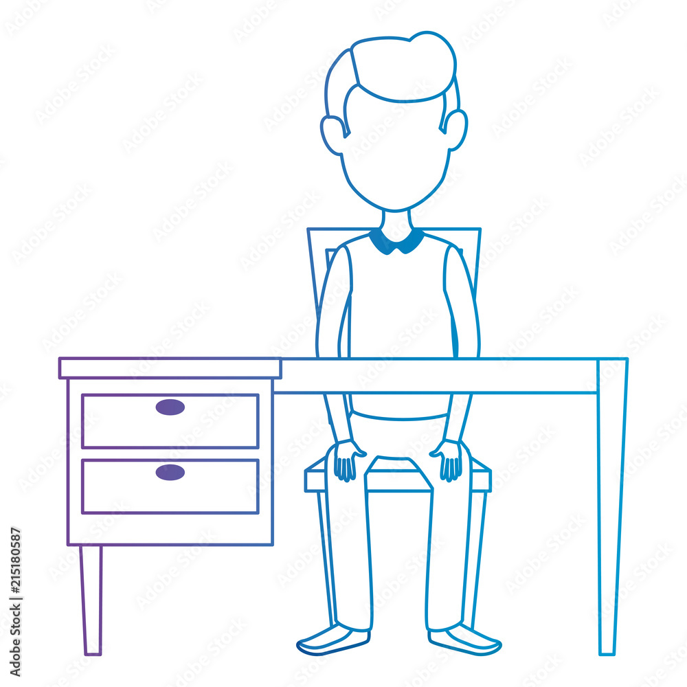 young man avatar in the desk character