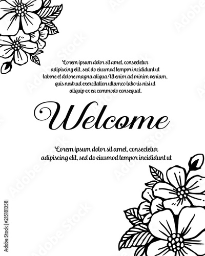 Vector illustration design card of welcome tropical with various drawing  flower frame hand drawn Stock Vector Image & Art - Alamy
