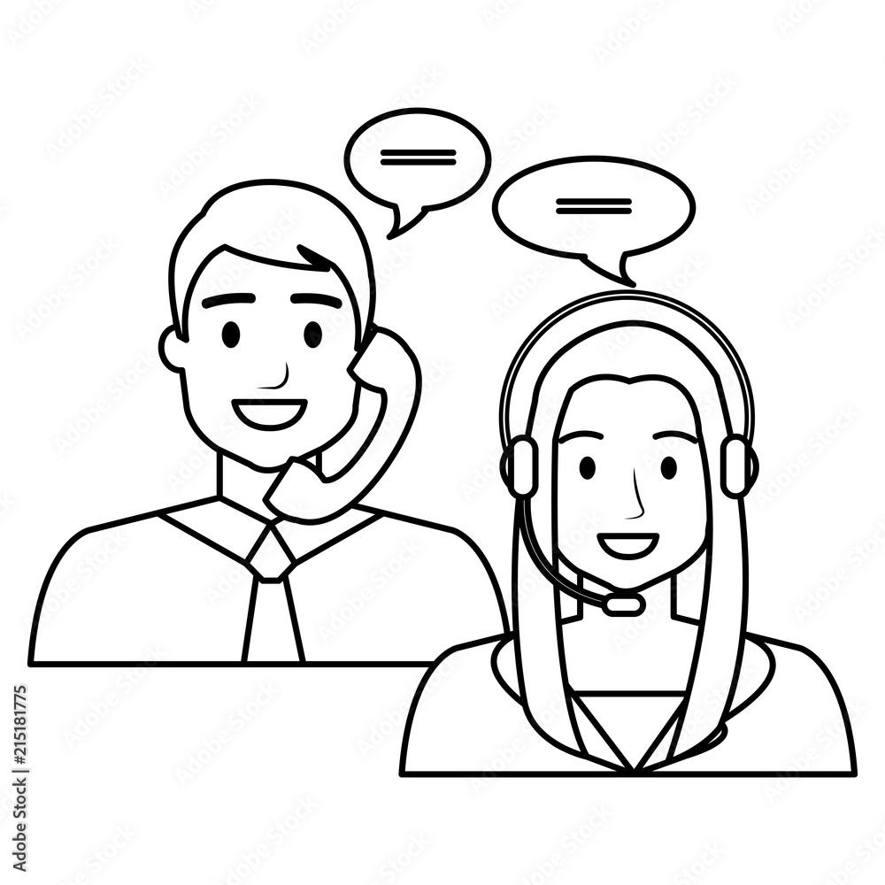 Fototapeta premium call center agents avatars characters